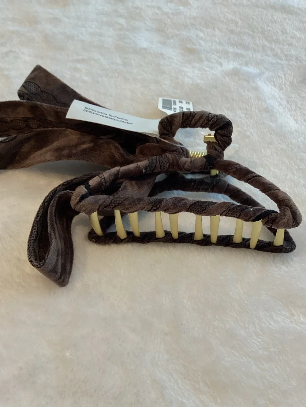 Anthropologie Velvet Bow Hair Claw Clip New Brown Velvet